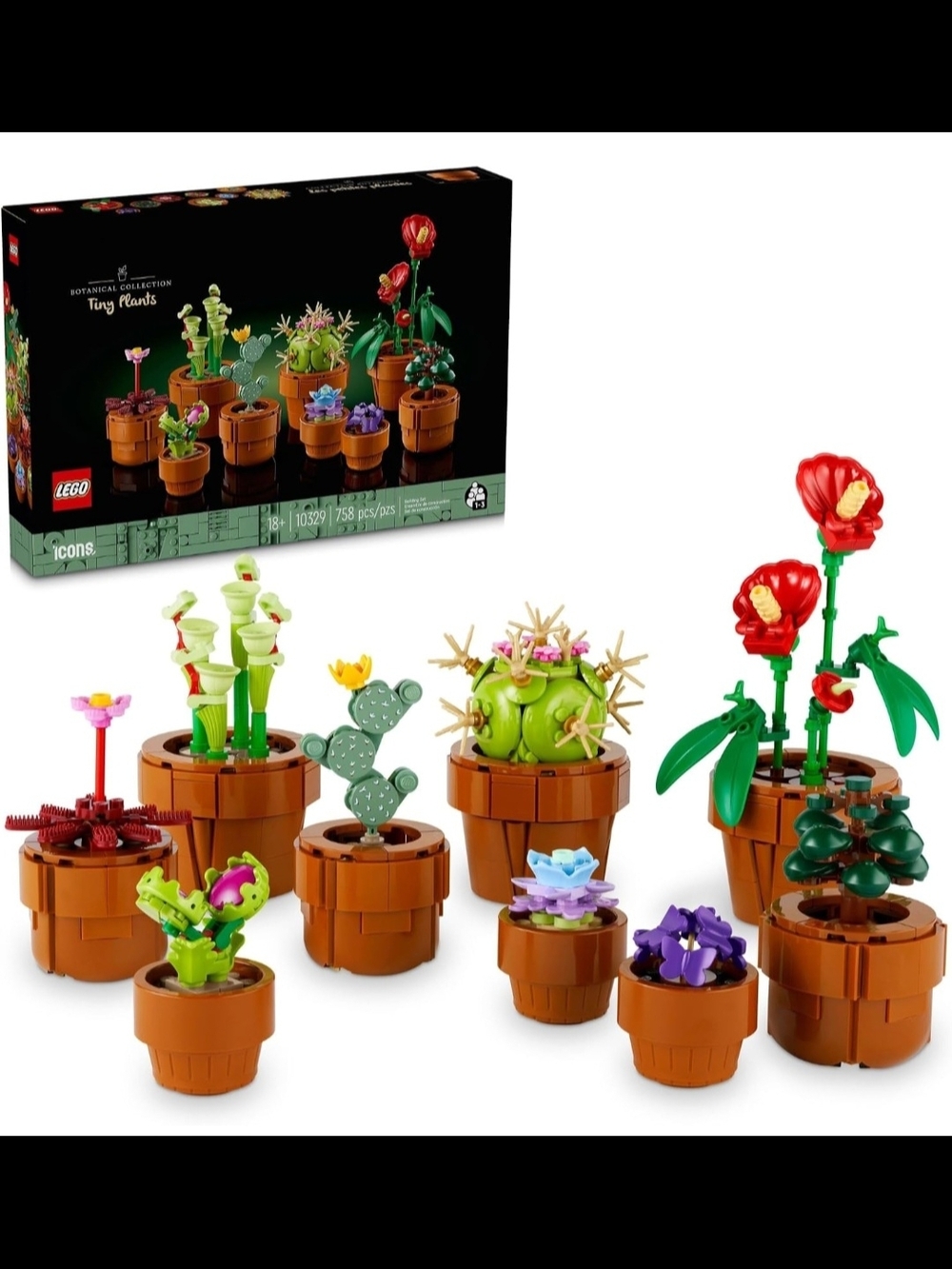 LEGO Botanical Tiny Plants Set - Brown, Green, Red, Purple, Pink, Yellow, Blue
